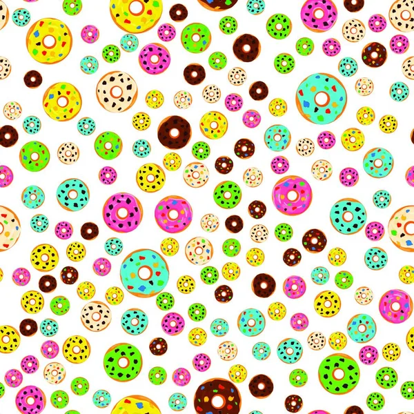 Иллюстрация Тему Большой Цветной Бесшовный Пончик Узор Тип Обоев Стен — стоковый вектор
