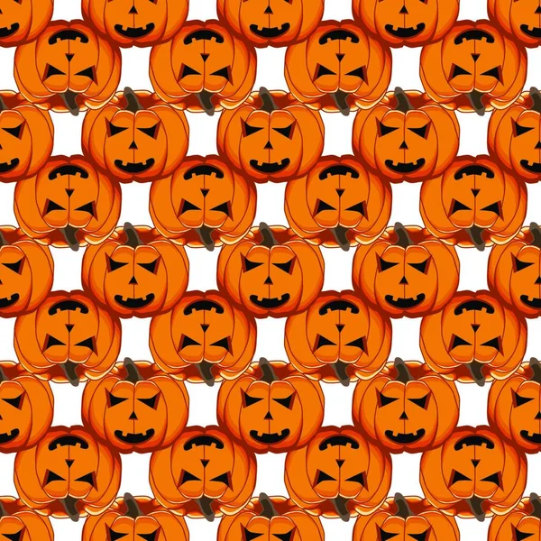 Illustration Sur Thème Grand Motif Coloré Halloween Citrouille Orange Sans — Image vectorielle