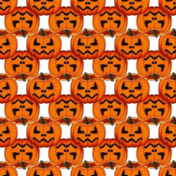 Иллюстрация Тему Большой Цветной Картины Хэллоуин Бесшовная Оранжевая Тыква Бесшовный — стоковый вектор
