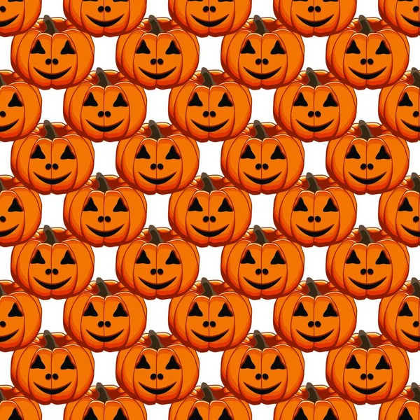 Illustration Sur Thème Grand Motif Coloré Halloween Citrouille Orange Sans — Image vectorielle