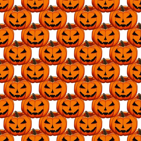 Illustratie Thema Groot Gekleurd Patroon Halloween Naadloze Oranje Pompoen Naadloos — Stockvector