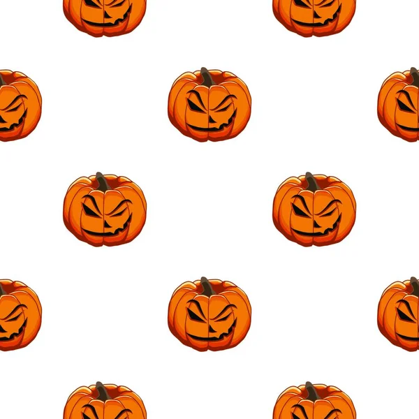 Illustration Zum Thema Große Farbige Muster Halloween Nahtlose Orange Kürbis — Stockvektor