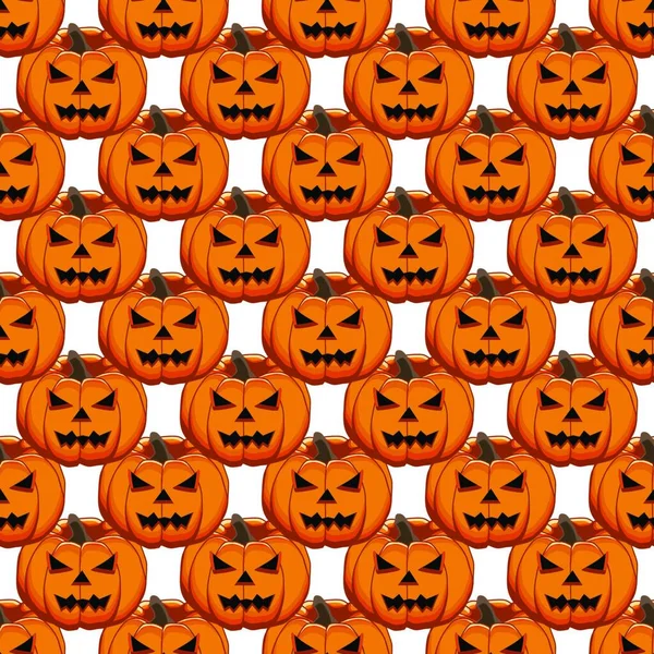 Illustratie Thema Groot Gekleurd Patroon Halloween Naadloze Oranje Pompoen Naadloos — Stockvector