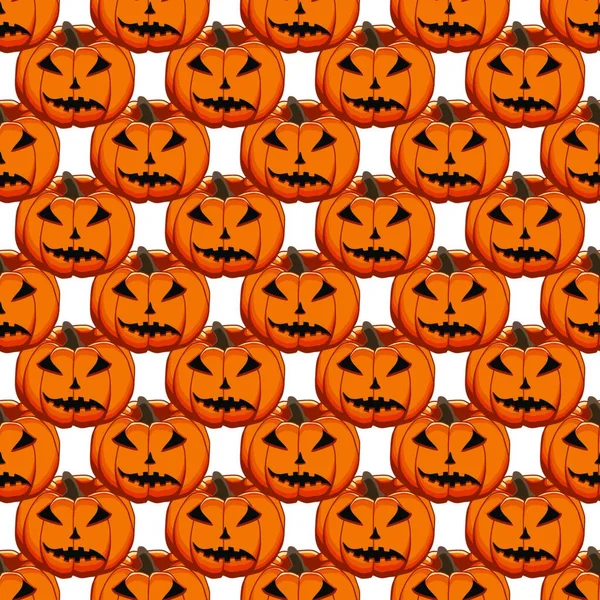 Illustratie Thema Groot Gekleurd Patroon Halloween Naadloze Oranje Pompoen Naadloos — Stockvector