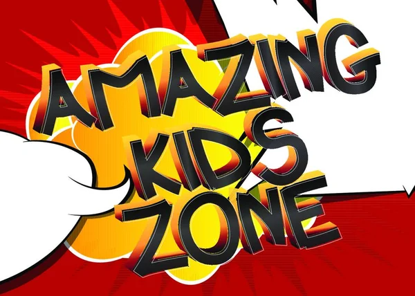 Amazing Kids Zone Komiks Styl Kreskówek Słowa Abstrakcyjnym Tle Komiksów — Wektor stockowy