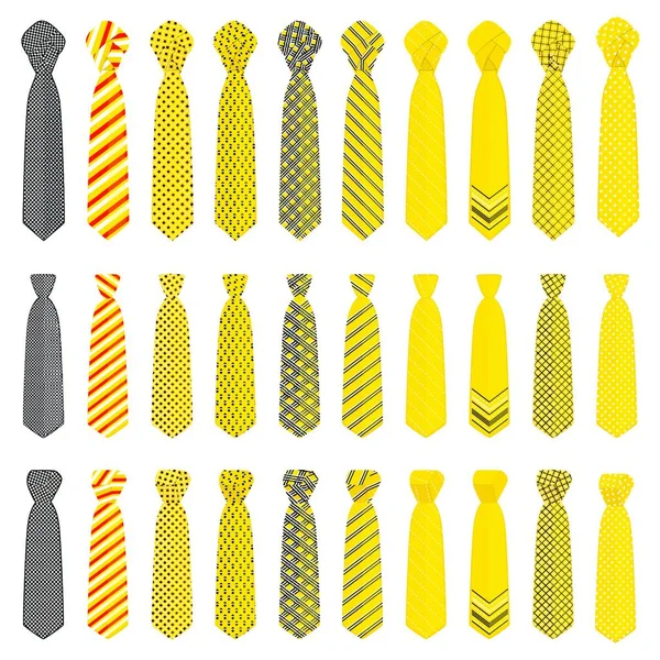 Illustration Theme Big Set Ties Different Types Neckties Various Size — Stock Vector