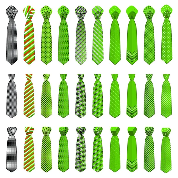 Illustration Theme Big Set Ties Different Types Neckties Various Size — Stock Vector