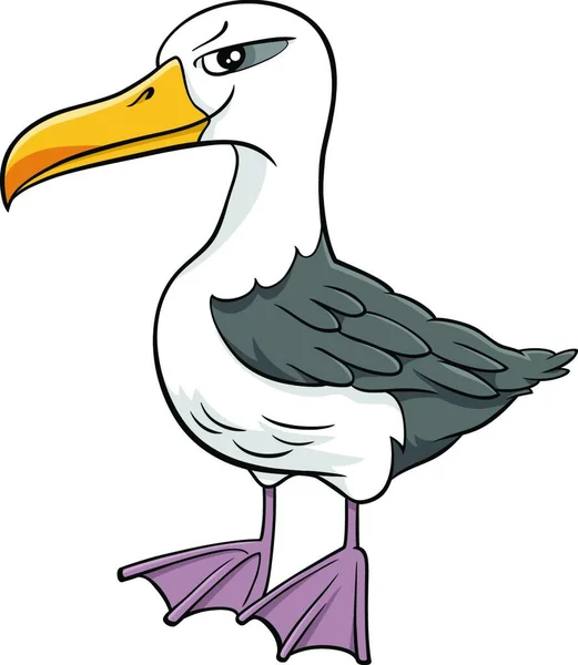 Desenhos Animados Ilustração Engraçado Albatroz Pássaro Personagem Animal — Vetor de Stock