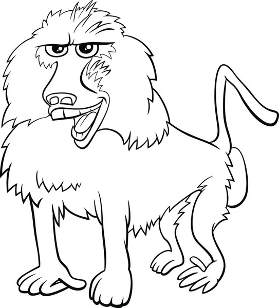 Ilustração Preto Branco Dos Desenhos Animados Macaco Babuíno Engraçado Página —  Vetores de Stock