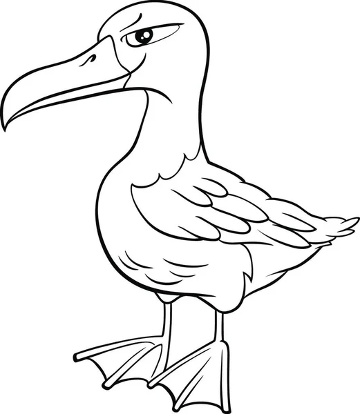 Dibujos Animados Blanco Negro Ilustración Divertido Albatros Animal Personaje Para — Archivo Imágenes Vectoriales