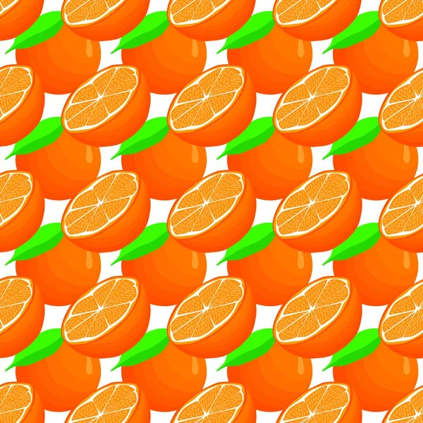 Illustration Zum Thema Große Farbige Nahtlose Orange Helle Fruchtmuster Für — Stockvektor