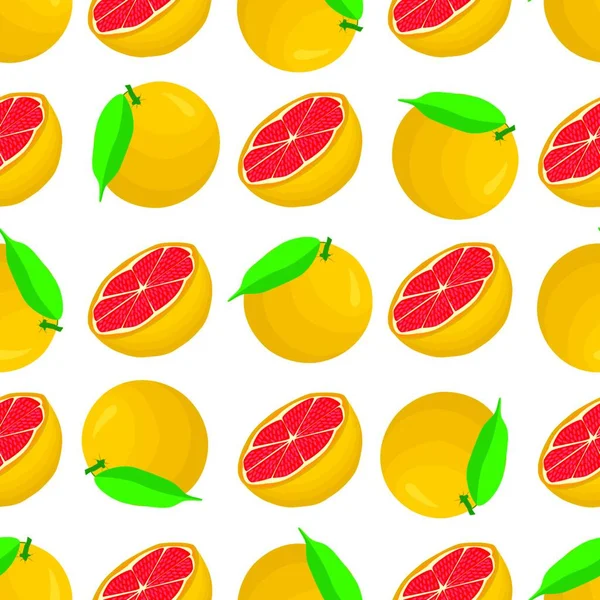 Ilustración Sobre Tema Color Grande Pomelo Sin Costura Patrón Fruta — Vector de stock