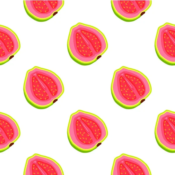 Illustrazione Sul Tema Grande Guava Senza Cuciture Colorate Modello Frutta — Vettoriale Stock