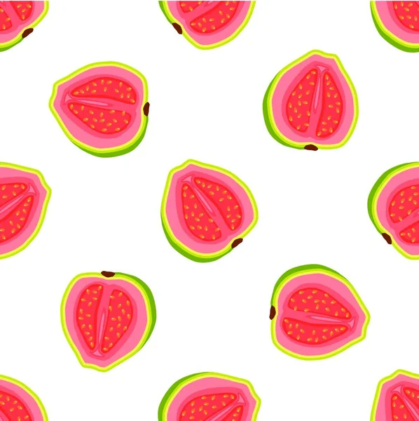 Illustrazione Sul Tema Grande Guava Senza Cuciture Colorate Modello Frutta — Vettoriale Stock