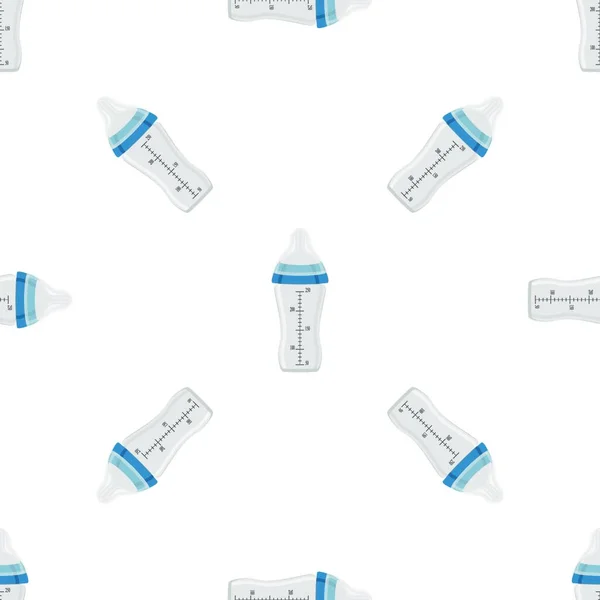 Illustratie Thema Gekleurde Kit Babymelk Heldere Fles Met Rubberen Fopspeen — Stockvector