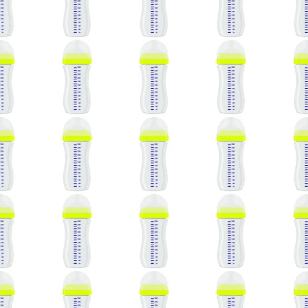Иллюстрация Тему Цветного Набора Детское Молоко Прозрачной Бутылке Резиновой Соской — стоковый вектор