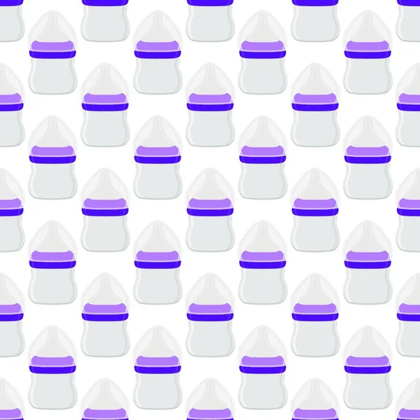 Ілюстрація Тему Кольорового Набору Дитячого Молока Прозорій Пляшці Гумовим Соску — стоковий вектор