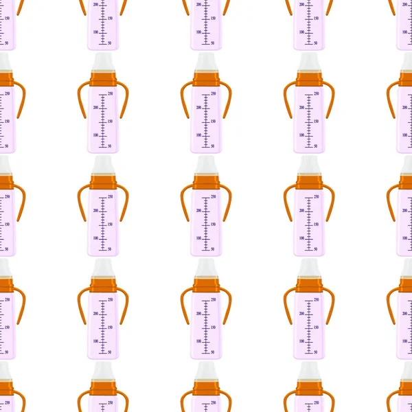Illustratie Thema Gekleurde Kit Babymelk Heldere Fles Met Rubberen Fopspeen — Stockvector