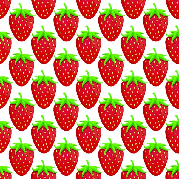 主题大彩色无缝草莓 明亮的浆果图案为封印 由美丽无缝重复草莓组成的浆果图案 简单多彩的草莓从无缝柔软的草莓中提取出来 — 图库矢量图片