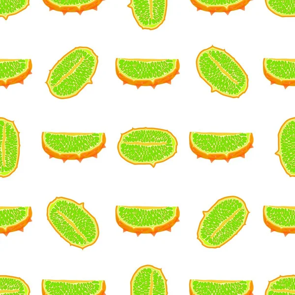 Illustration Sur Thème Grand Kiwano Sans Couture Couleur Motif Fruits — Image vectorielle