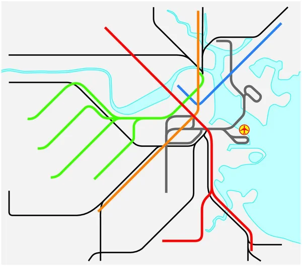 Mapa Vectorial Del Metro Boston Massachusetts Estados Unidos — Archivo Imágenes Vectoriales