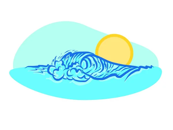 Playa Océano Mar Olas Sol Verano Tiempo Naturaleza Viajes Vector — Vector de stock