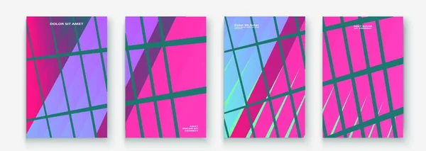 Minimální Design Kolekce Obalů Barevný Růžový Neonový Polotón Abstraktní Retro — Stockový vektor