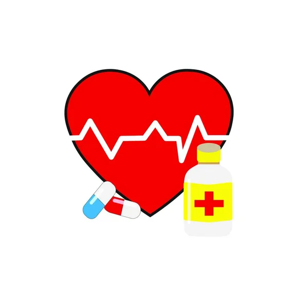 Herz Mit Roten Und Weißen Medizinhandschuhen Und Stethoskop — Stockvektor