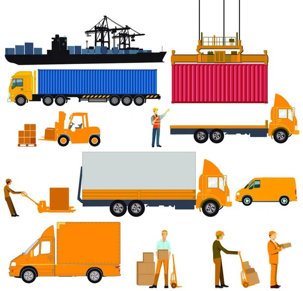 Industri Logistik Pengiriman Dan Pengiriman - Stok Vektor