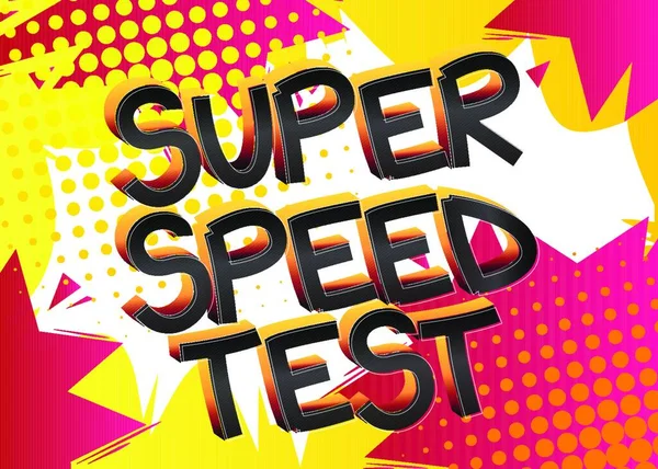 Soyut Karikatür Arkaplanı Üzerine Super Speed Test Çizgi Roman Tarzı — Stok Vektör