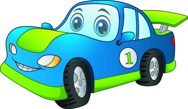 Ilustração Vetor Carro Azul Esporte Dos Desenhos Animados —  Vetores de Stock