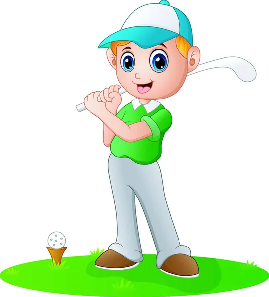 Elinde Top Olan Bir Golf Oyuncusunun Çizimi — Stok Vektör