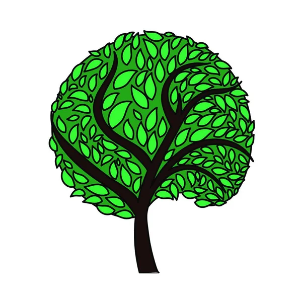 Οικολογικό Δέντρο Φύλλα Εικονίδιο Περίγραμμα Color Fill Design Εικονογράφηση Διανύσματος — Διανυσματικό Αρχείο