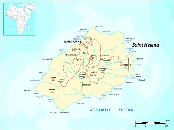 Mapa Vetorial Ilha Britânica Santa Helena Oceano Atlântico Reino Unido — Vetor de Stock