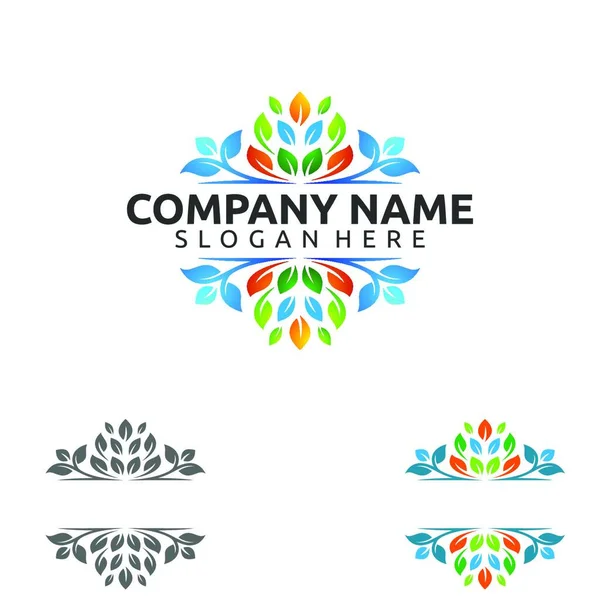 Natural Green Tree Logo Ecology Leaf Concept — Stock Vector