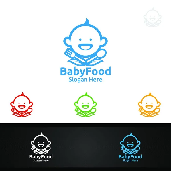 Plantilla Logotipo Alimentos Para Bebés Diseño Vectores Orgánicos Para Nutrición — Vector de stock