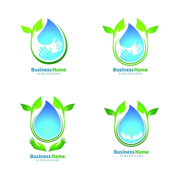 Plantilla Logotipo Hoja Verde Natural Ecología Gota Agua Aceite Gas — Vector de stock