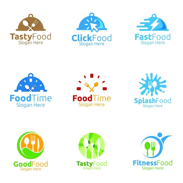 Gesunde Lebensmittel Logo Vorlage Organic Vector Design Für Menü Restaurant — Stockvektor