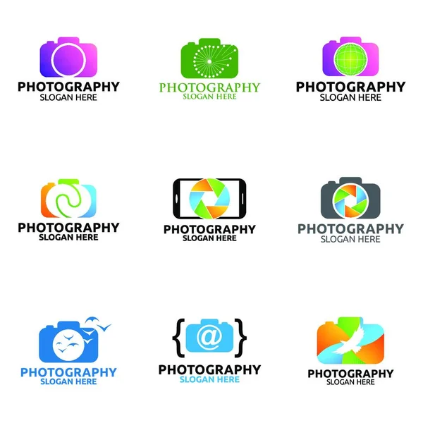 Abstrato Camera Photography Logo Icon Vector Logo Design Template —  Vetores de Stock