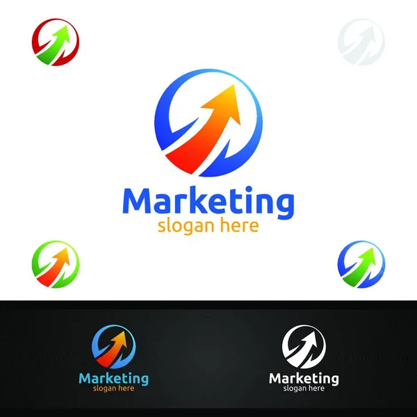 Marketing Financiële Adviseurs Vector Logo Design Template Pictogram — Stockvector