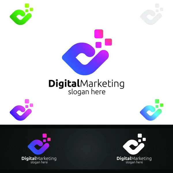 Digital Marketing Doradca Finansowy Logo Design Szablon Ikona — Wektor stockowy