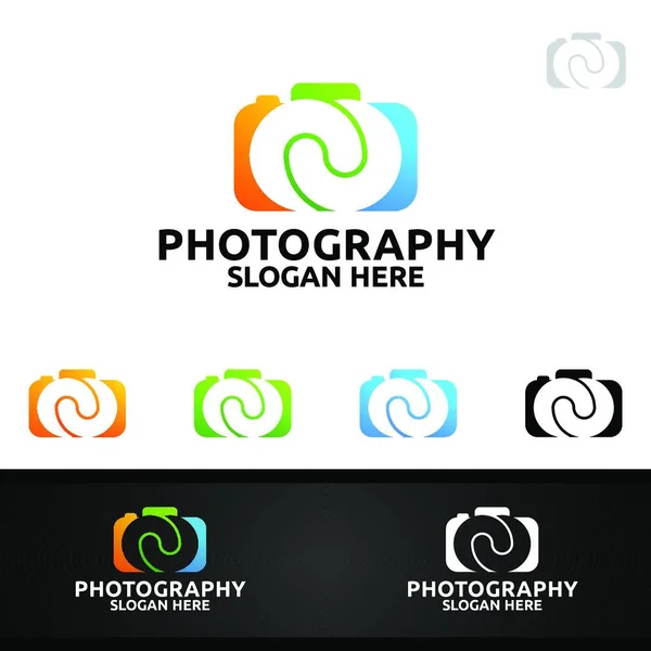 Fotografia Câmera Abstrata Logo Icon Vector Design Template — Vetor de Stock