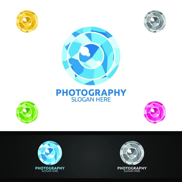 Abstract Fotografie Van Camera Logo Icon Vector Ontwerp Sjabloon — Stockvector