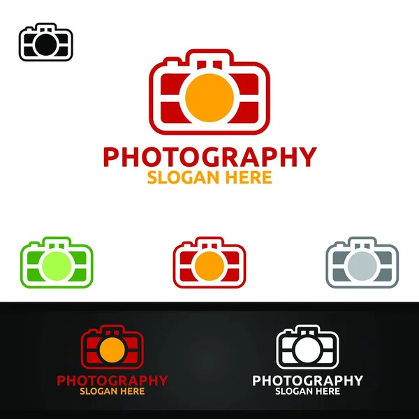 Abstract Camera Photography Logo Icon Vector Design Template — Stock Vector