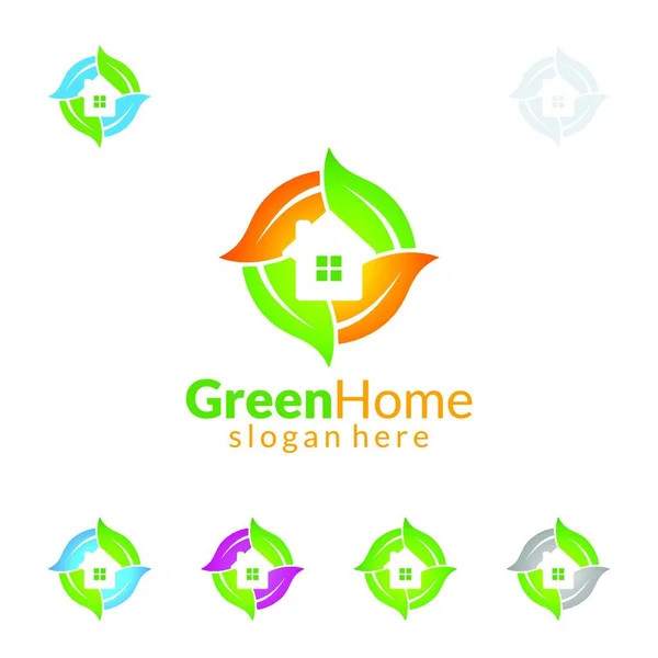 Logotipo Green Home Design Logotipo Vetor Imobiliário Com Forma Casa — Vetor de Stock