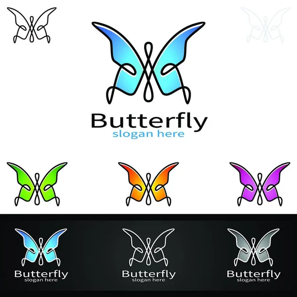 Fjärilsfärger Logotyp Design — Stock vektor