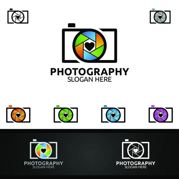 Absztrakt Camera Photography Logo Icon Vector Design Template — Stock Vector