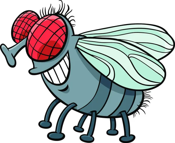 Tecknad Illustration Funny Fly Insect Animal Character — Stock vektor