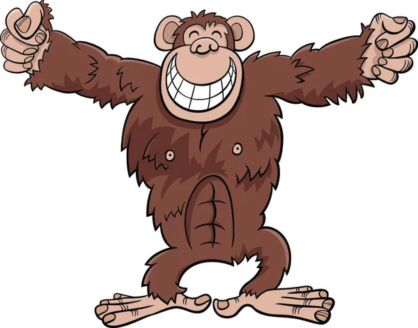 Komik Goril Vahşi Hayvan Karakteri Çizgi Filmi — Stok Vektör