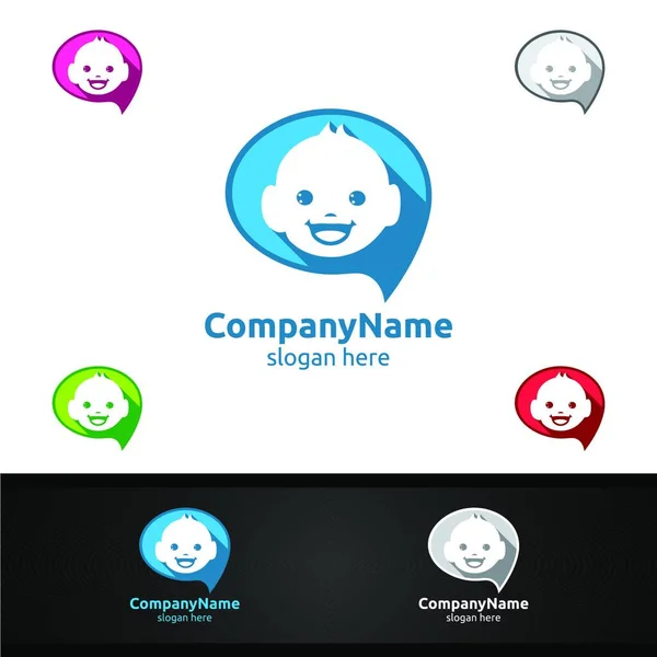 Schattig Baby Smile Vector Logo Ontwerp — Stockvector
